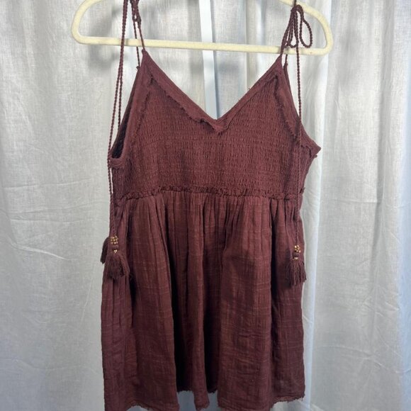 NWOT Free People Sundrenched Mini Dress in Faded Maroon - Size S - Picture 8 of 8
